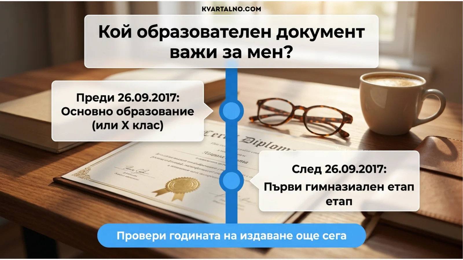 Кой документ за образование е приложим според това дали е издаден преди или след 26 септември 2017 година