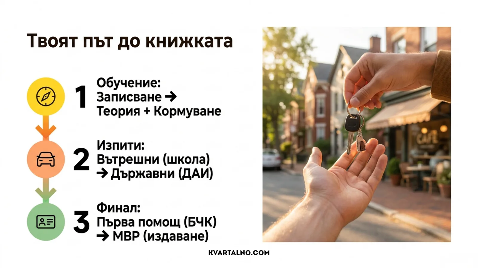 Пътят до шофьорската книжка: обучение, вътрешни и държавни изпити, първа помощ и издаване от МВР
